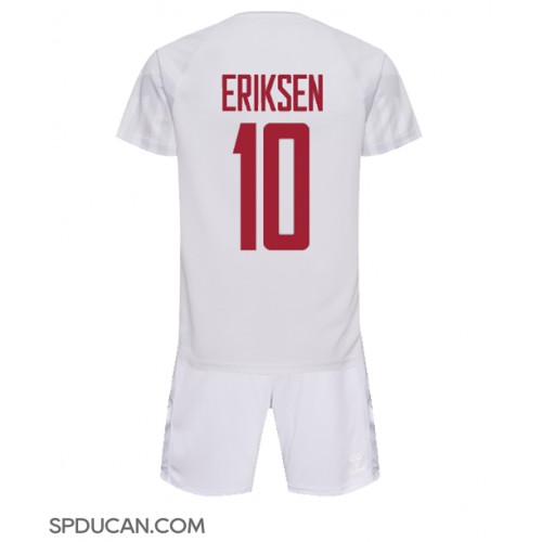 Dječji Nogometni Dres Danska Christian Eriksen #10 Gostujuci SP 2022 Kratak Rukav (+ Kratke hlače)